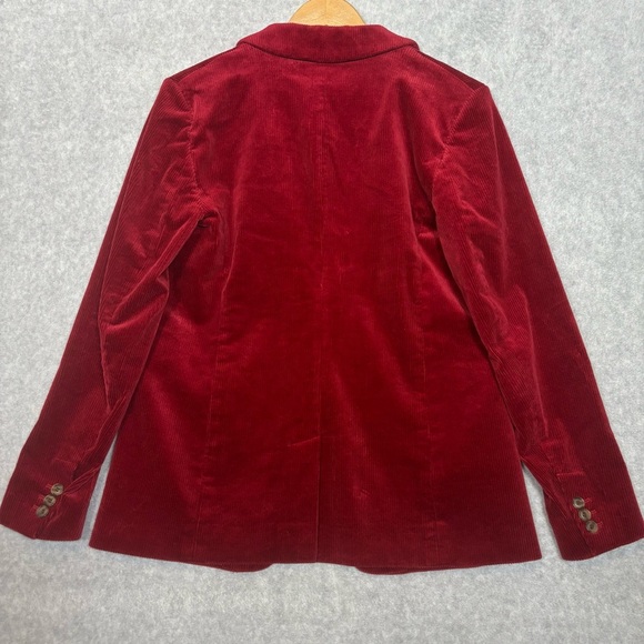 LOFT Corduroy Patch Pockets Single Button Closure Blazer-Red-Women Size 6 - Picture 5 of 6